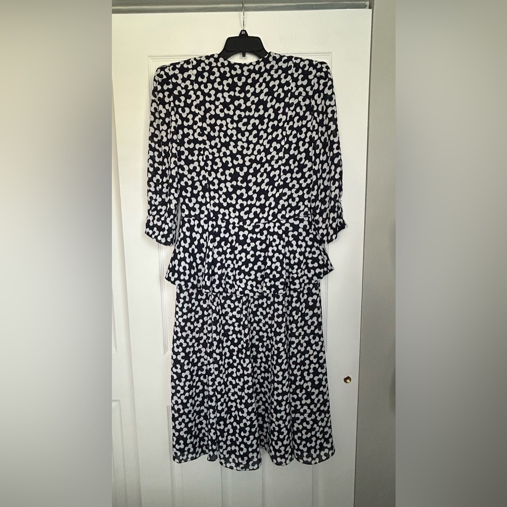 Vintage Liz Roberts Peplum Black & White 3/4 Sleeve Dress - Picture 2 of 6